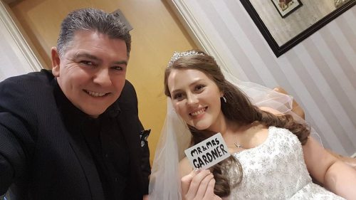 Excited reaction from the bride
